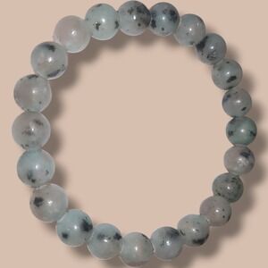 Kiwi Jasper‎ 8mm Beaded Stretch Bracelet Natural Green Gray Stone